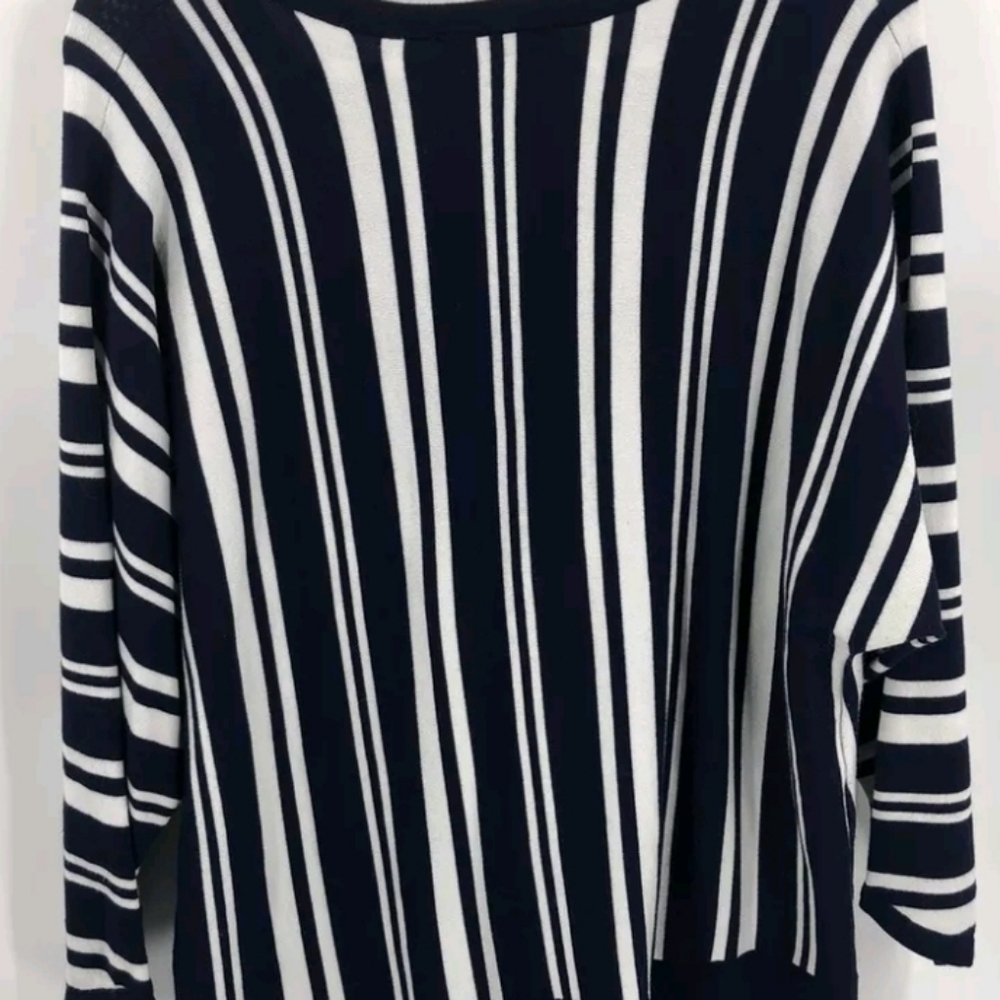 Lane Bryant Blue & White V-Neck Striped Sweater - Picture 2 of 6